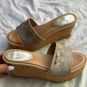 Coach Sandal Wedges Golden Cream Women’s 8